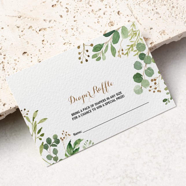 Cartão De Informações Elegante Eucalyptus Leaf Greenery Fralda Raffle (Criador carregado)
