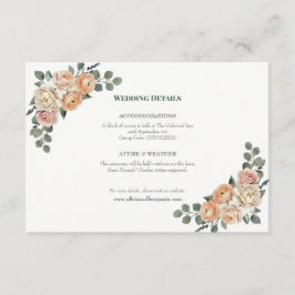 Cartão De Informações Elegante Flor de Pêssego e Treliça Dourada Complet