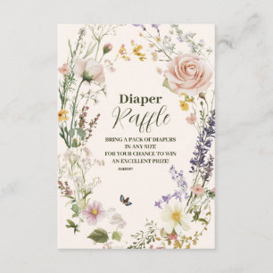 Cartão De Informações Elegante Flor Silvestre Rosa Rústico Boho Sorteio