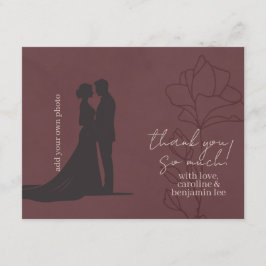 Cartão De Informações Elegante Floral Carmesim Obrigado