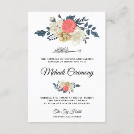Cartão De Informações Elegante Floral de Pêssego Cerimônia Islâmica de M