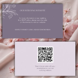 Cartão De Informações Elegante Floral Lavanda Wedding Código QR Website,