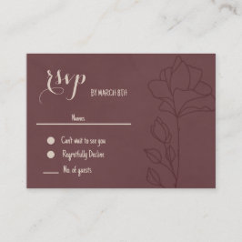 Cartão De Informações Elegante Floral Marrom RSVP