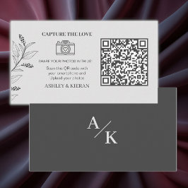 Cartão De Informações Elegante Floral Modern Wedding Fotos Código QR,