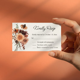Cartão De Informações elegante floral outono aguarela rsvp casamento chi