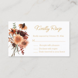 Cartão De Informações elegante floral outono aguarela rsvp casamento dou
