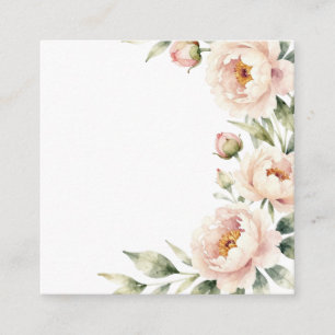 Cartão De Informações Elegante fundo floral de peônia em aquarela rosada