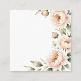 Cartão De Informações Elegante fundo floral de peônia em aquarela rosada