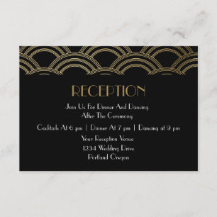 Cartão De Informações Elegante Gatsby Art Deco Recepção de casamento D