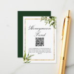 Cartão De Informações Elegante Green Leaf Weding Honeymoon<br><div class="desc">Este elegante cartão de cercado de lua de mel, botânico verde, é emoldurado com lindas folhas verdes de aquarela e vinhas de oliveira e um quadro de retângulo dourado. Este belo esquema verde e de cor escura é perfeito para um evento de outono de alta escala para uma noiva de...</div>