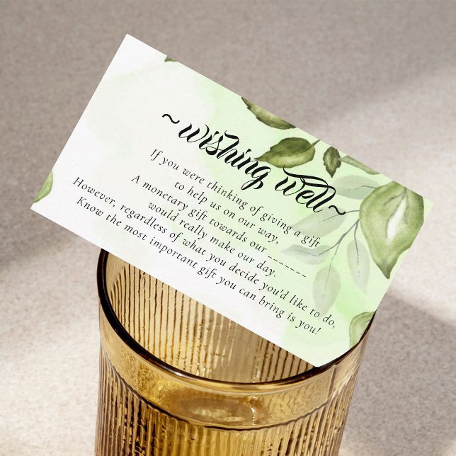 Cartão De Informações Elegante Greenery Desejando Bem para Casamento (Criador carregado)