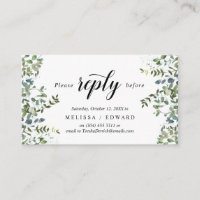 Elegante Greenery, Negro, RSVP respondem, responda