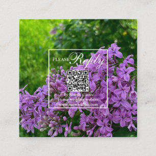 Cartão De Informações Elegante Lilac lavanda floral roxa RSVP do código