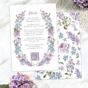 Cartão De Informações Elegante Lilac Wedding