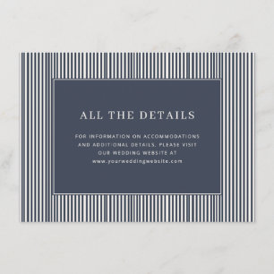 Cartão De Informações Elegante Listras Navy Minimalista