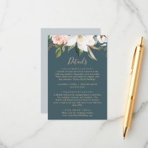 Cartão De Informações Elegante Magnolia Placa de gabinete com detalhes