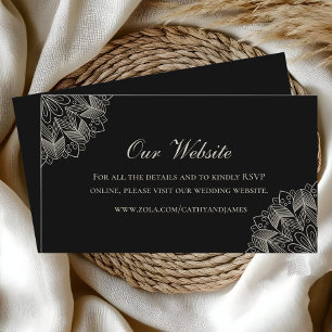 Cartão De Informações Elegante Mandala Indiano Boho Site de Casamento Pr