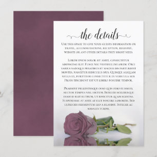 Cartão De Informações Elegante Mauve Rosa Refletindo Detalhes do Casamen