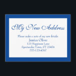 Cartão De Informações Elegante Meu Novo Endereço Escuro Bordado Azul e B<br><div class="desc">Mantenha seus amigos e familiares atualizados com seu novo endereço usando esses cartões de gabinete simples e elegantes. Uma nota simples diz "Meu novo endereço" no topo, usando uma fonte bonito e tradicional de script. Use os campos modelo para adicionar todos os seus detalhes para personalizar este design para seu...</div>