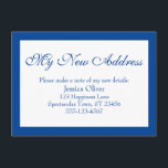 Cartão De Informações Elegante Meu Novo Endereço Escuro Bordado Azul e B<br><div class="desc">Mantenha seus amigos e familiares atualizados com seu novo endereço usando esses cartões de gabinete simples e elegantes. Uma nota simples diz "Meu novo endereço" no topo, usando uma fonte bonito e tradicional de script. Use os campos modelo para adicionar todos os seus detalhes para personalizar este design para seu...</div>