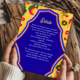 Cartão De Informações Elegante mexicano vibrante amarelo azul