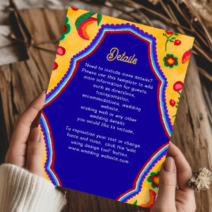 Cartão De Informações Elegante mexicano vibrante amarelo azul