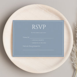 Cartão De Informações Elegante Moderno Azul Empoeirado Monograma RSVP 