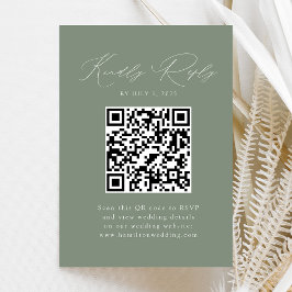 Cartão De Informações Elegante Moderno Código QR Verde Salvia RSVP