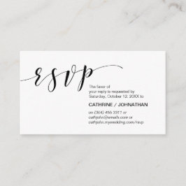 Cartão De Informações Elegante moderno, mínimo, Script Preto, RSVP