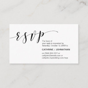 Cartão De Informações Elegante moderno, mínimo, script preto, RSVP