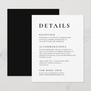 Cartão De Informações Elegante Moderno Negro e Branco