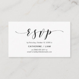 Cartão De Informações Elegante moderno, Script Azul Marinho, RSVP de Par