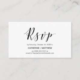 Cartão De Informações Elegante moderno, Script Preto, resposta RSVP