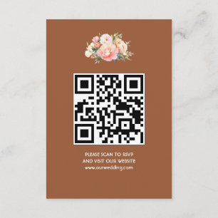 Cartão De Informações Elegante Moderno Simples Boho Código QR RSVP Casam