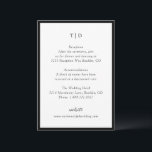 Cartão De Informações Elegante Monograma Preto e Branco Casamento Modern<br><div class="desc">Cartões de acompanhamento de casamento moderno com design limpo e fontes serif e script.</div>