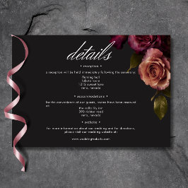 Cartão De Informações Elegante Moody Muody Rust & Burgundy Floral Detalh