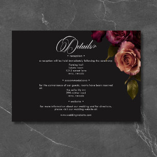 Cartão De Informações Elegante Moody Muody Rust & Burgundy Floral Detalh