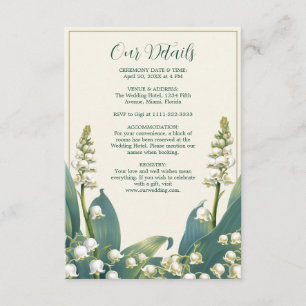 Cartão De Informações Elegante Noiva do Vale Floral Casamento