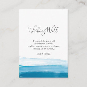 Cartão De Informações Elegante ombre Blue Watercolor Wishing Welcard