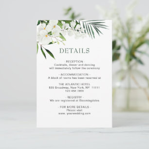 Cartão De Informações Elegante Orquídeas Brancas Boêmicas Detalhes do 