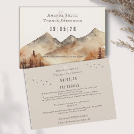 Cartão De Informações Elegante paisagem montanhosa de outono rústico par