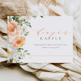Cartão De Informações Elegante Peach Baby Girl Chá de fraldas Raffle