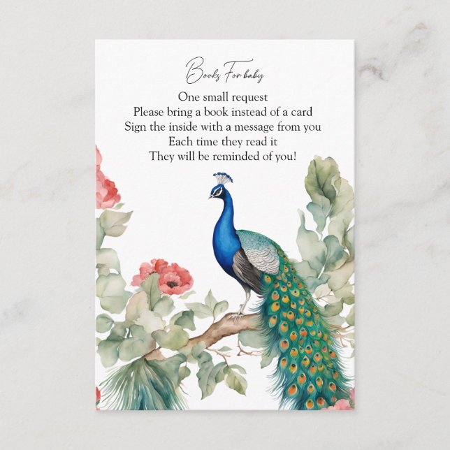 Cartão De Informações Elegante Peacock (Frente)