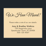 Cartão De Informações Elegante, Pêssego que Mudamos de Endereço<br><div class="desc">Mantenha seus amigos e familiares atualizados com seu novo endereço usando esses cartões de folga simples. Um guião elegante e tradicional foi emparelhado com uma fonte simples, sans-serif, para um resultado bonito. Todas as camadas foram adicionadas separadamente e deixadas desbloqueadas para dar a você o controle de cheio de design...</div>