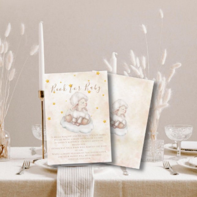 Cartão De Informações Elegante Pinky Lamb Magic star Books para Bebê (Criador carregado)