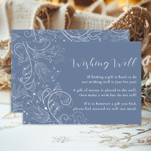Cartão De Informações Elegante Poço de Desejos de Casamento Azul Empoeir