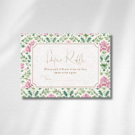Cartão De Informações Elegante Quadro Floral Rosa Arco Dourado Sorteio d