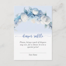 Cartão De Informações Elegante Raffle Fralda Floral Azul Dusty