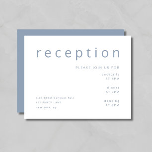 Cartão De Informações Elegante Recepção de casamento azul empoeirada