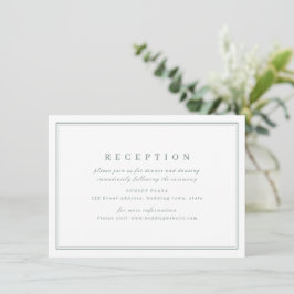 Cartão De Informações Elegante recepção de casamento minimalista em verd